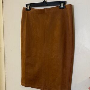 Classic Chestnut Suede Pencil Skirt